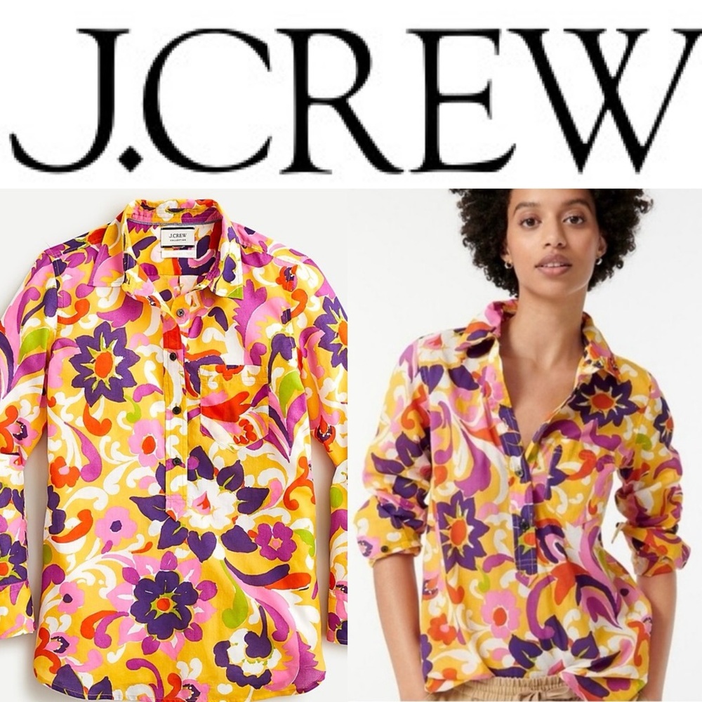 J. Crew Multicolor Floral Blouse